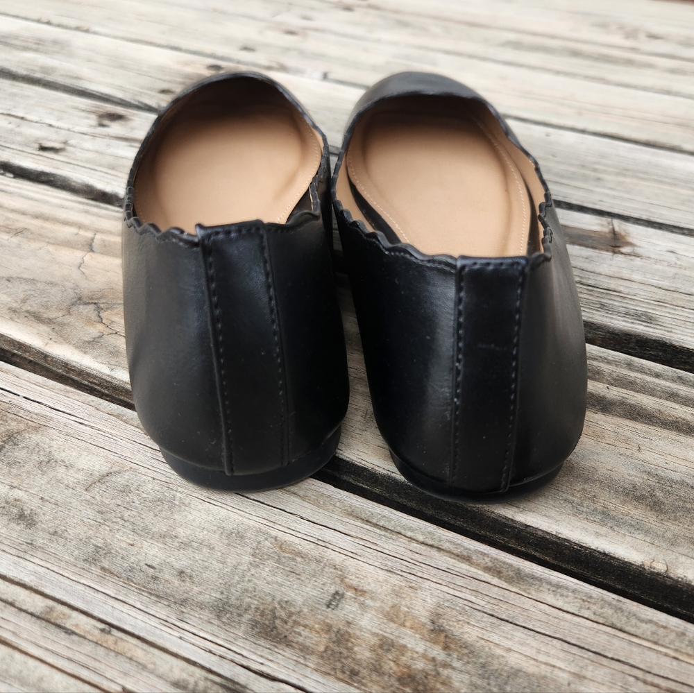 Esprit Black Scalloped Women's Flats Business Ballet Professional Work 8 Odette - Picture 3 of 4